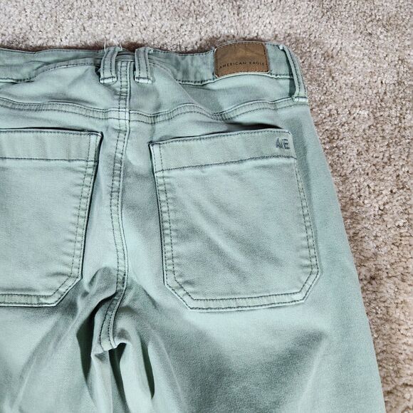 American Eagle Next Level Stretch Hi-Rise Jegging Jean Green Blue Denim 4 - Picture 7 of 12